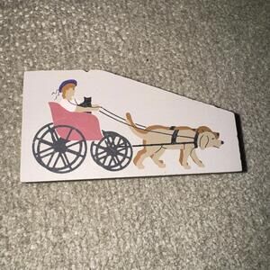 Cat's Meow DOG CART Wooden Shelf Sitter Signed Faline 1994
